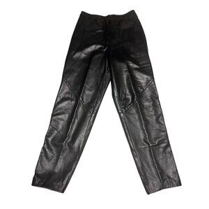 Vintage Firenze Leather Pants Ladies 10 Black High Waist USA Womens Santa Barbra